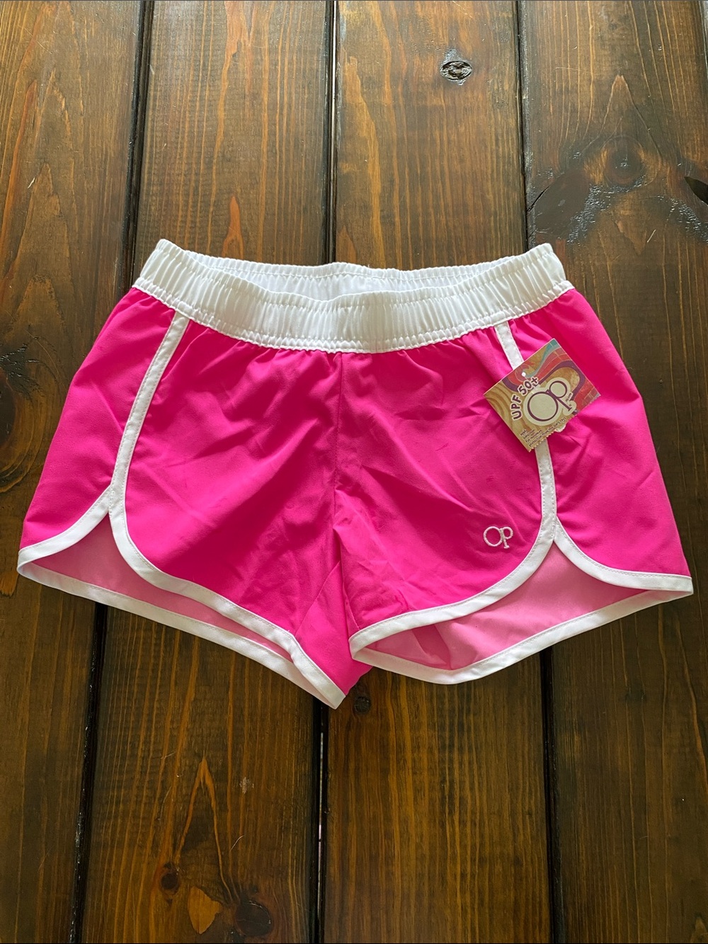 OP Hot Pink Athletic BoardShorts with White Trim Size 7/8 New